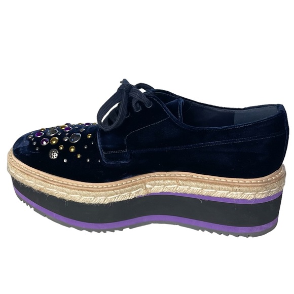 PRADA Studded Blue Velvet Microsole Creepers Platform Shoes size 39.5/9.5 - Picture 6 of 10